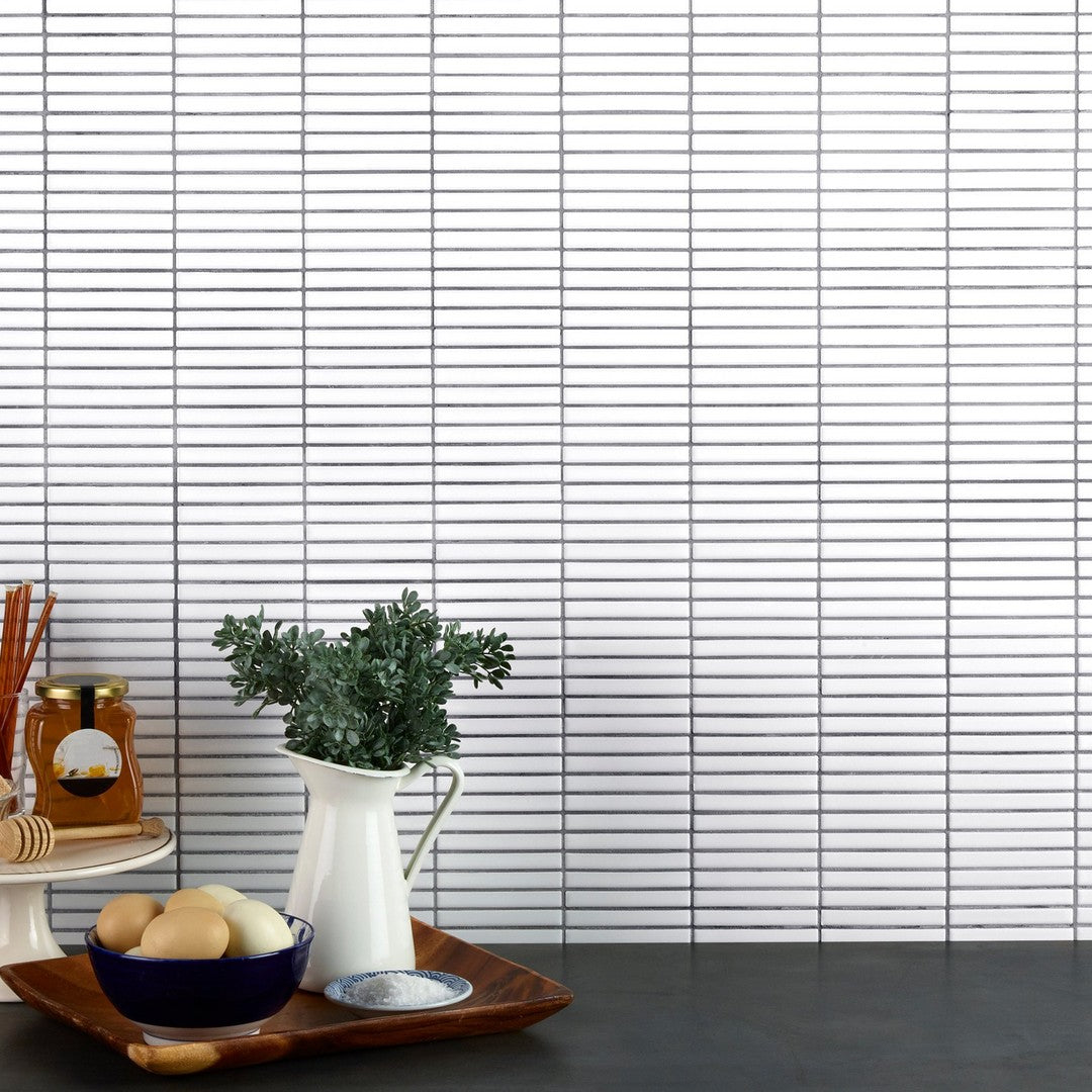 Bedrosians Le Cafe 11.63" x 12" Glossy Porcelain Straight Stack Mosaic