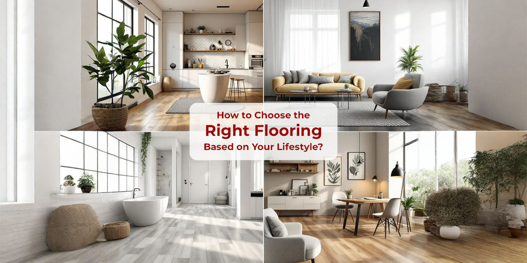 How to choose right flooring based on your lifestyle | Image is showing 4 different rooms with 4 different flooring installed