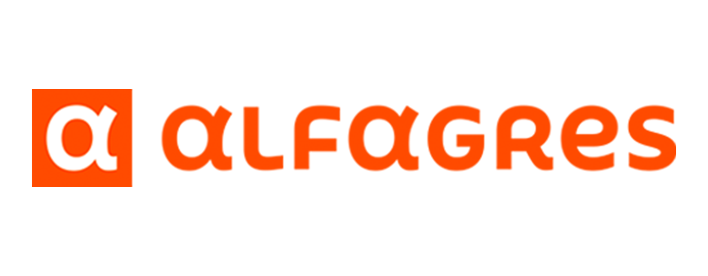 Alfagres Flooring Logo, Alfagres Commercial Logo, Image is showing font of Alagres in Orange Color