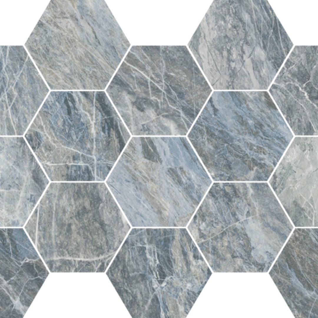 Happy Floors 10" x 14" Bernini Natural Porcelain Hexagon Mosaic