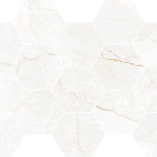 Happy Floors 10" x 14" Statik Polished Porcelain Hexagon Mosaic