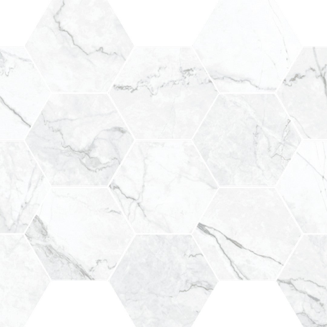 Happy Floors 10" x 14" Statik Polished Porcelain Hexagon Mosaic