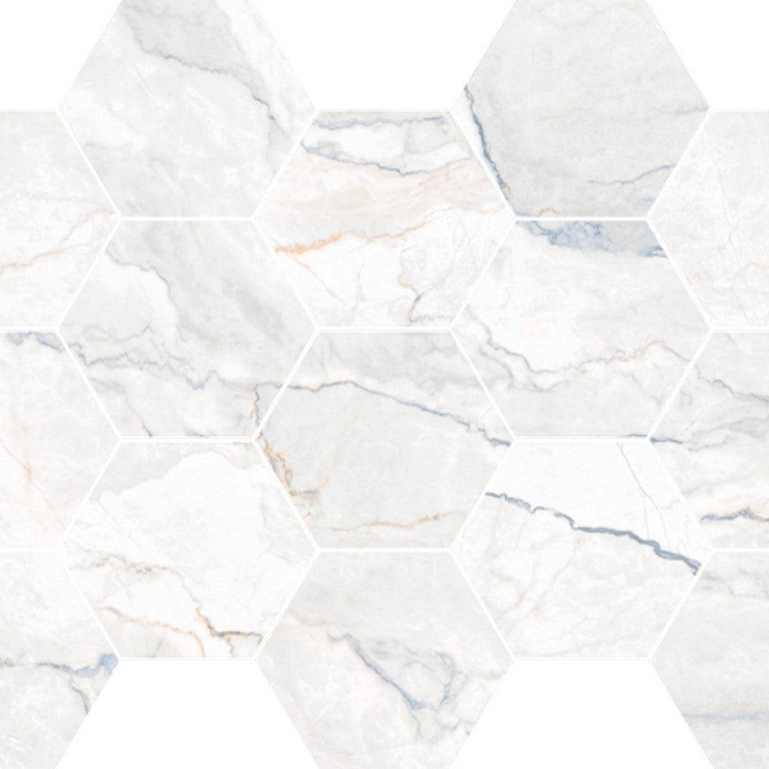 Happy Floors 10" x 14" Statik Polished Porcelain Hexagon Mosaic