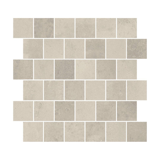 Happy Floors 12" x 13" Tierra Natural 2" Offset Porcelain Mosaic