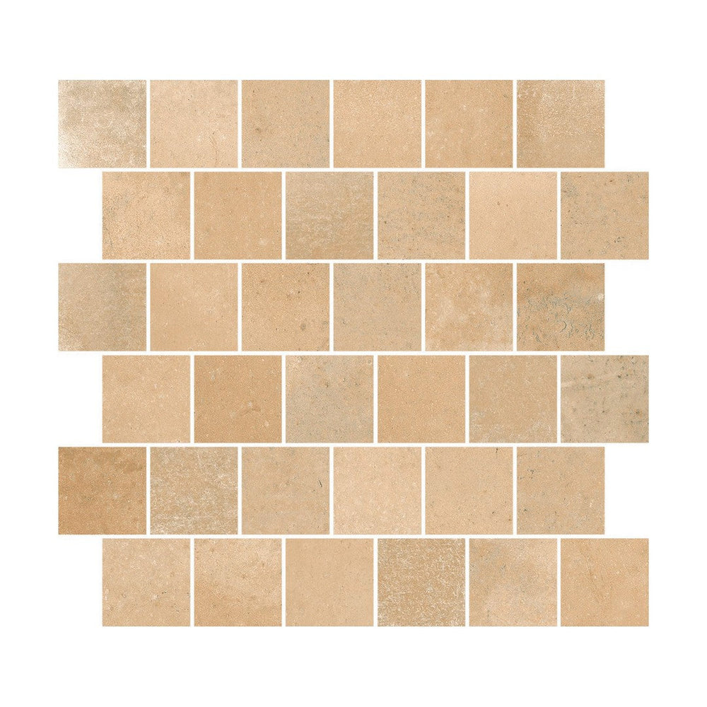 Happy Floors 12" x 13" Tierra Natural 2" Offset Porcelain Mosaic