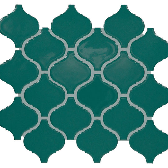 Daltile-Color-wheel-Retro-11-x-12-Glossy-Ceramic-3-Arabesque-Mosaic-Peacock