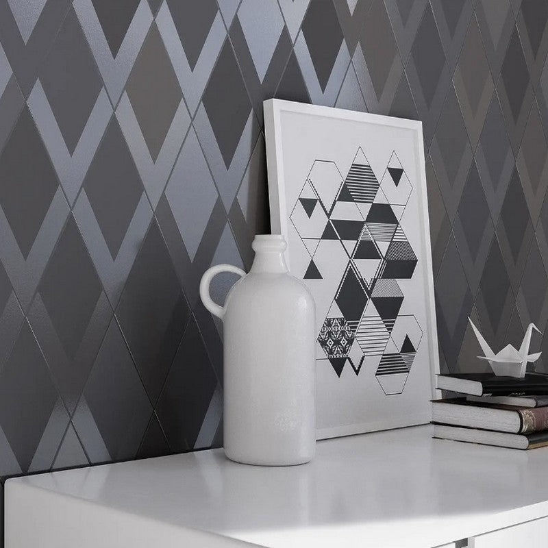 WOW-5.5-x-9.5-Flow-Diamond-Décor-Matte-Porcelain-Tile-Black