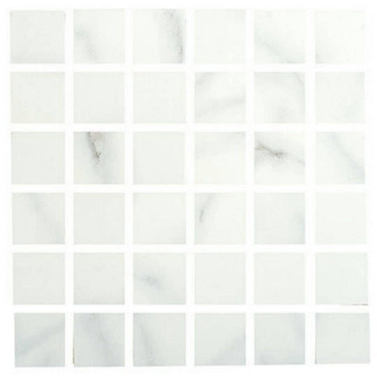 Alfagres 12" x 12" Calacata Matte Ceramic 2" Mesh Mosaic