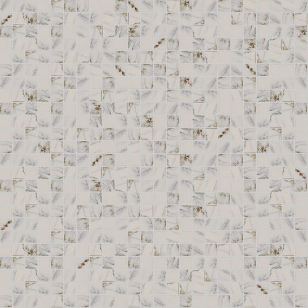 Alfagres 12" x 12" Carrara Hueso Gold Satin Ceramic 2" Mesh Mosaic