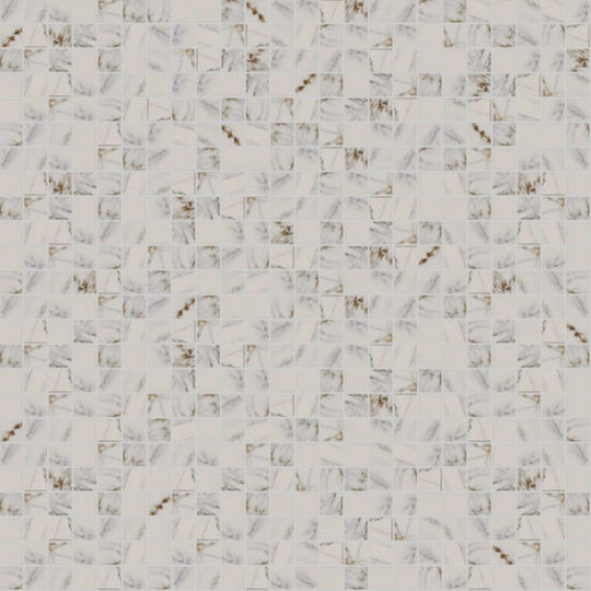 Alfagres 12" x 12" Carrara Hueso Gold Satin Ceramic 2" Mesh Mosaic