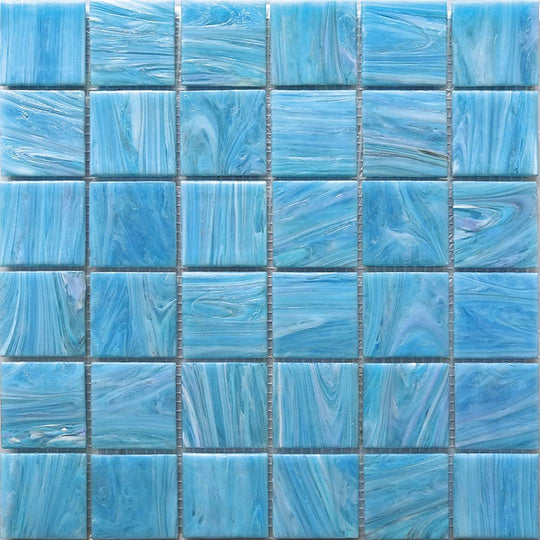 MiR Alma Solid Color Mix 2" Stella Blue 12" x 12" Glass Mosaic