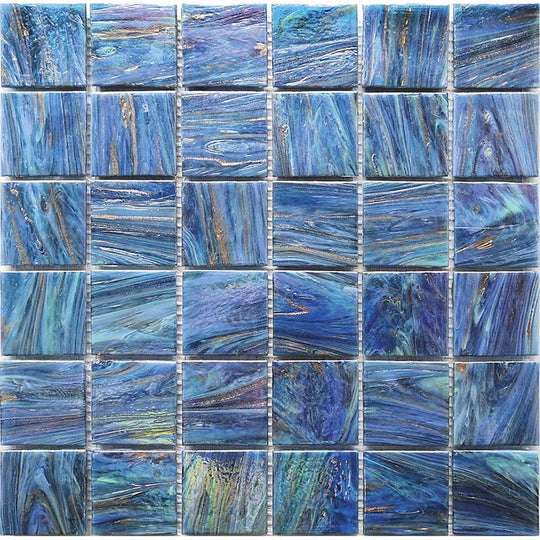 MiR Alma Solid Color Mix 2" Stella Blue 12" x 12" Glass Mosaic