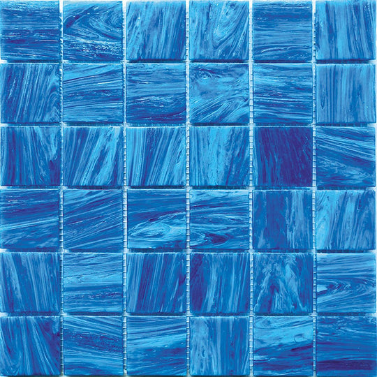 MiR Alma Solid Color Mix 2" Stella Blue 12" x 12" Glass Mosaic