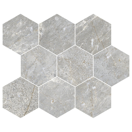 Del Conca USA 12" x 12" Nature Glazed Porcelain Hexagon Mosaic