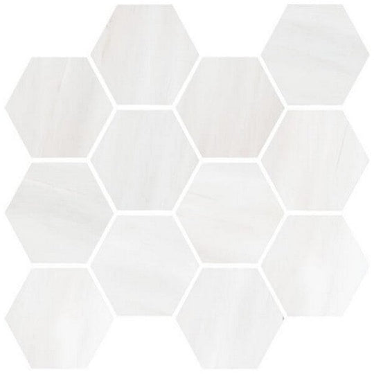 Happy Floors 12" x 14" Dolomite Polished Porcelain Hexagon Mosaic