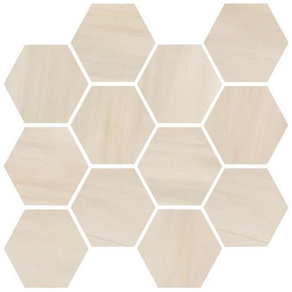 Happy Floors 12" x 14" Dolomite Polished Porcelain Hexagon Mosaic