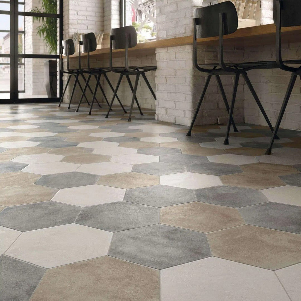 Landmark-Ceramics-8.5-x-10-Attitude-Hexagon-Matte-Porcelain-Tile-Simply-Grey