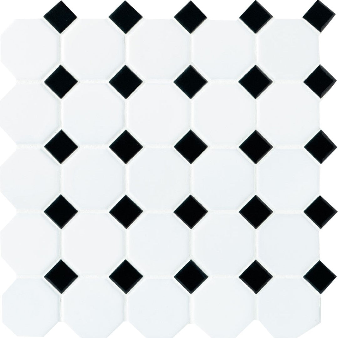 Daltile-Octagon-&-Dot-12-x-12-Matte-Ceramic-2-Octagon-Black-Dot-Mosaic-Matte-White