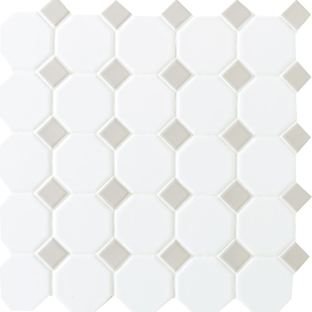 Daltile-Octagon-&-Dot-12-x-12-Matte-Ceramic-2-Octagon-Gray-Dot-Mosaic-Matte-White