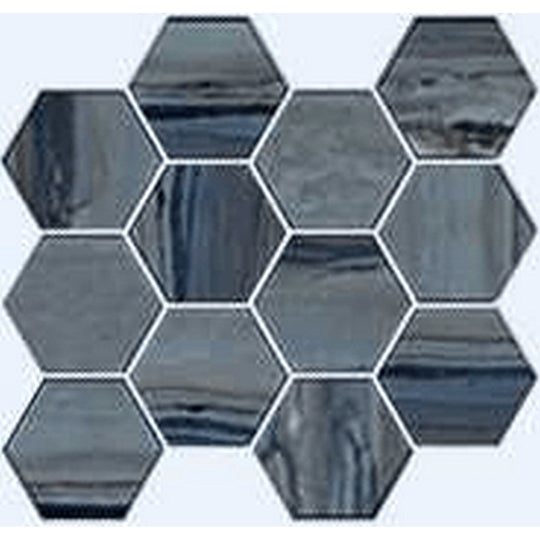 Happy Floors 12" x 14" Exotic Stone Polished Porcelain Hexagon Mosaic