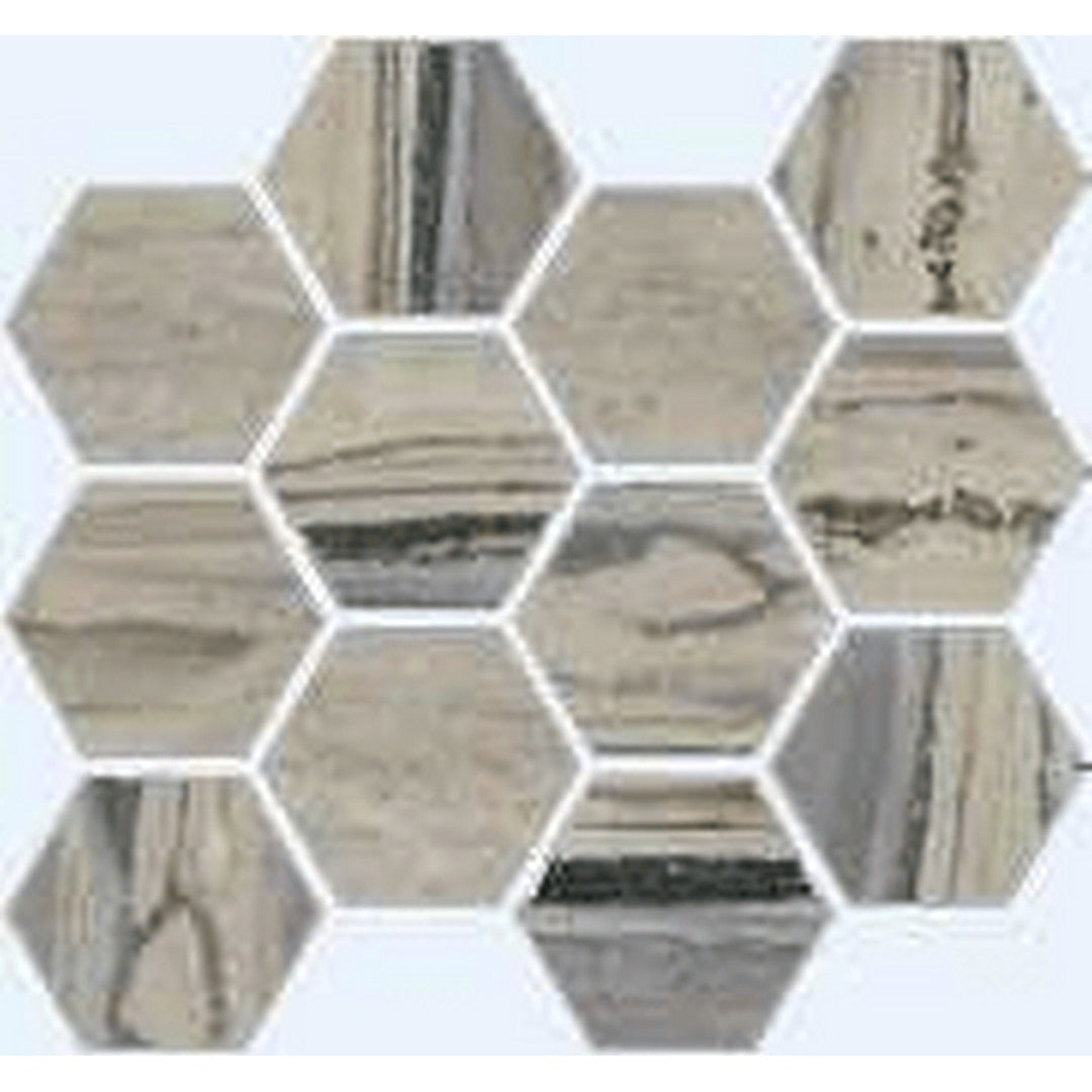 Happy Floors 12" x 14" Exotic Stone Polished Porcelain Hexagon Mosaic