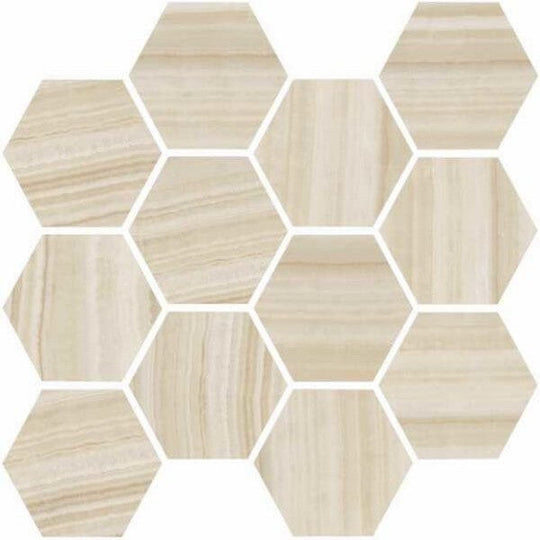 Happy Floors 12" x 14" Onyx Natural Porcelain Hexagon Mosaic