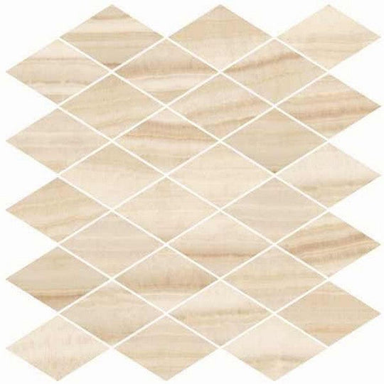 Happy Floors 12" x 13.5" Onyx Natural Porcelain Rhomboid Mosaic