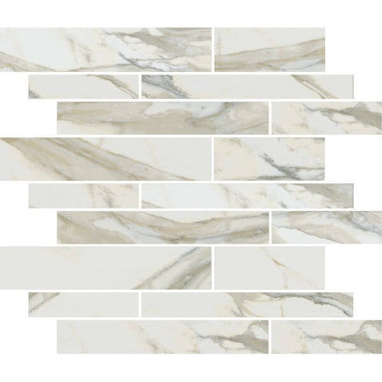 Happy Floors 12" x 12" Stratus Interlocking Natural Porcelain Muretto Mosaic