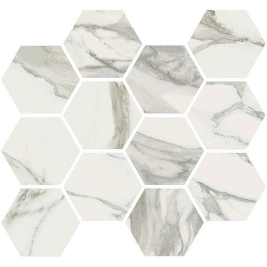 Happy Floors 12" x 14" Stratus Interlocking Natural Porcelain Hexagon Mosaic