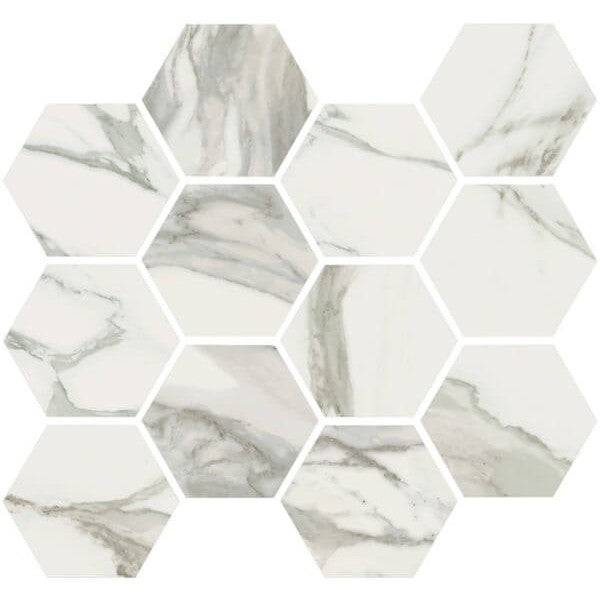 Happy Floors 12" x 14" Stratus Interlocking Polished Porcelain Hexagon Mosaic