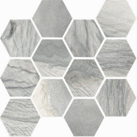 Happy Floors 12" x 14" Macaubas Interlocking Polished Porcelain Hexagon Mosaic