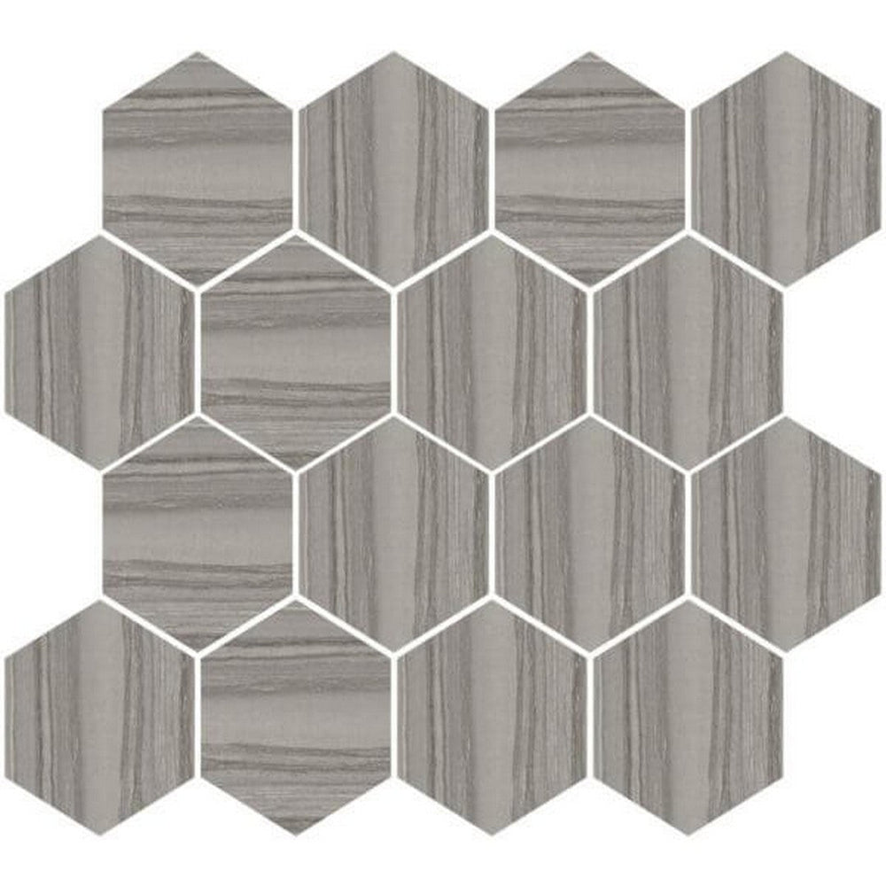 Happy Floors 12" x 14" Silver Natural Porcelain Hexagon Mosaic (Sale)