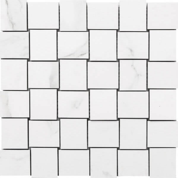 Happy Floors Statuario Luxe 12" x 12" Basketweave Mosaic