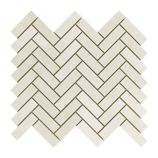 Happy Floors 11" x 13" Salt Stone Square Matte Porcelain Herringbone Mosaic