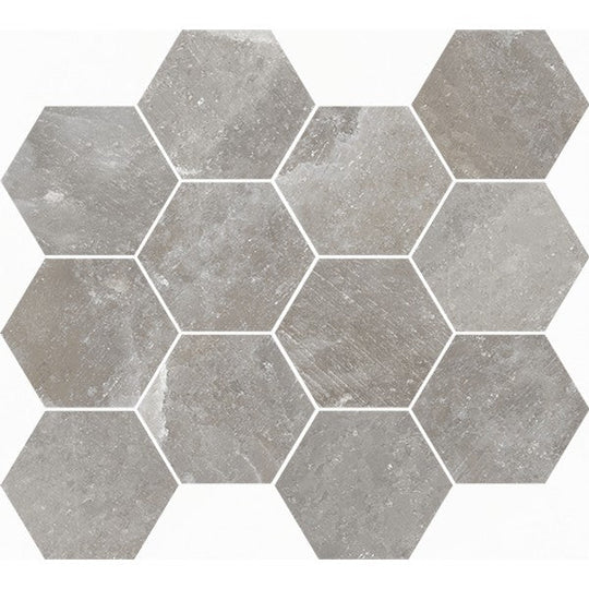 Happy Floors 12" x 14" Salt Stone Square Matte Porcelain Hexagon Mosaic