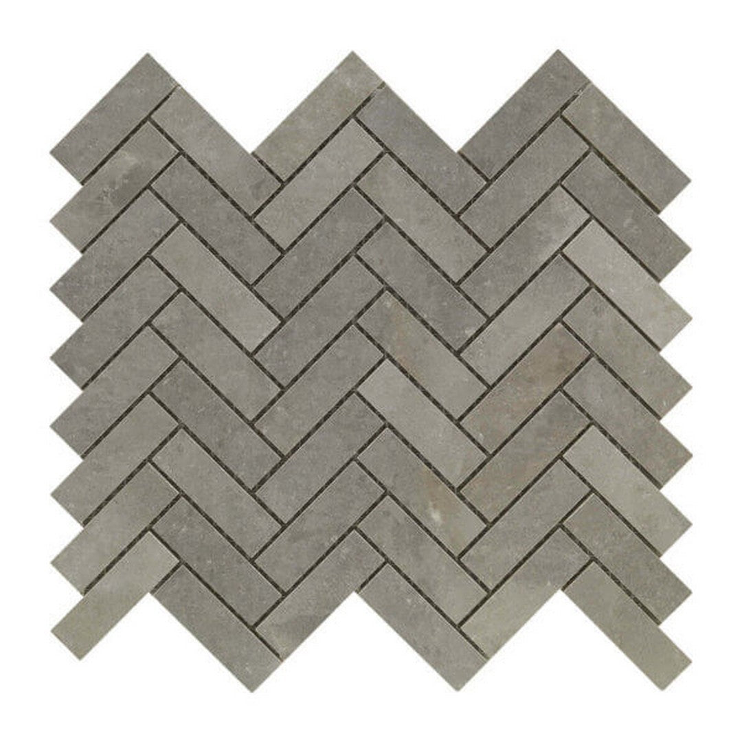 Happy Floors 11" x 13" Salt Stone Square Matte Porcelain Herringbone Mosaic