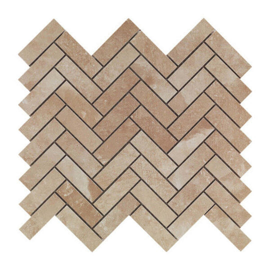 Happy Floors 11" x 13" Salt Stone Square Matte Porcelain Herringbone Mosaic