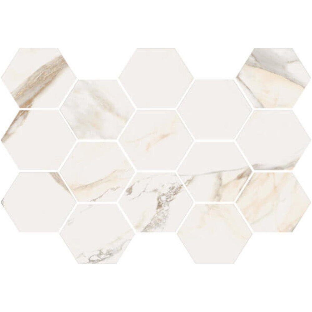 Happy Floors 10" x 14" Dorian Polished Porcelain Hexagon Mosaic