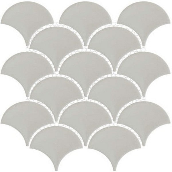 Happy Floors 10" x 10.5" Artisan Glossy Porcelain Fan Mosaic