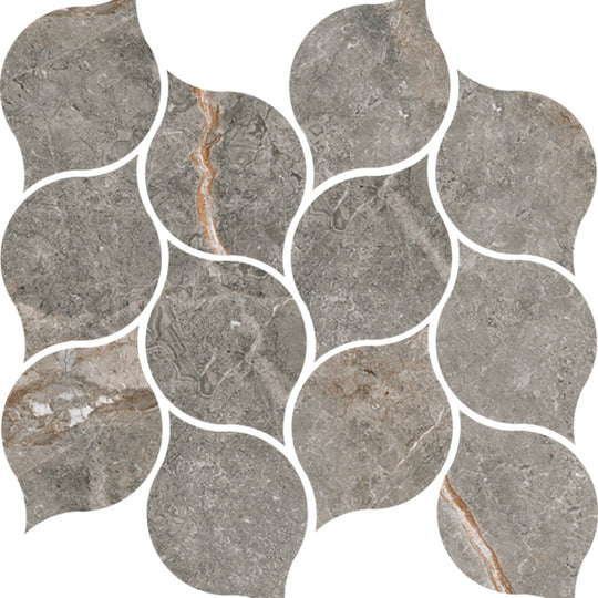 Happy Floors 11" x 13" Toscana Matte Porcelain Leaf Mosaic