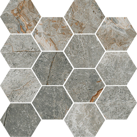 Happy Floors 10" x 14" Toscana Rectified Matte Hexagon Porcelain Mosaic