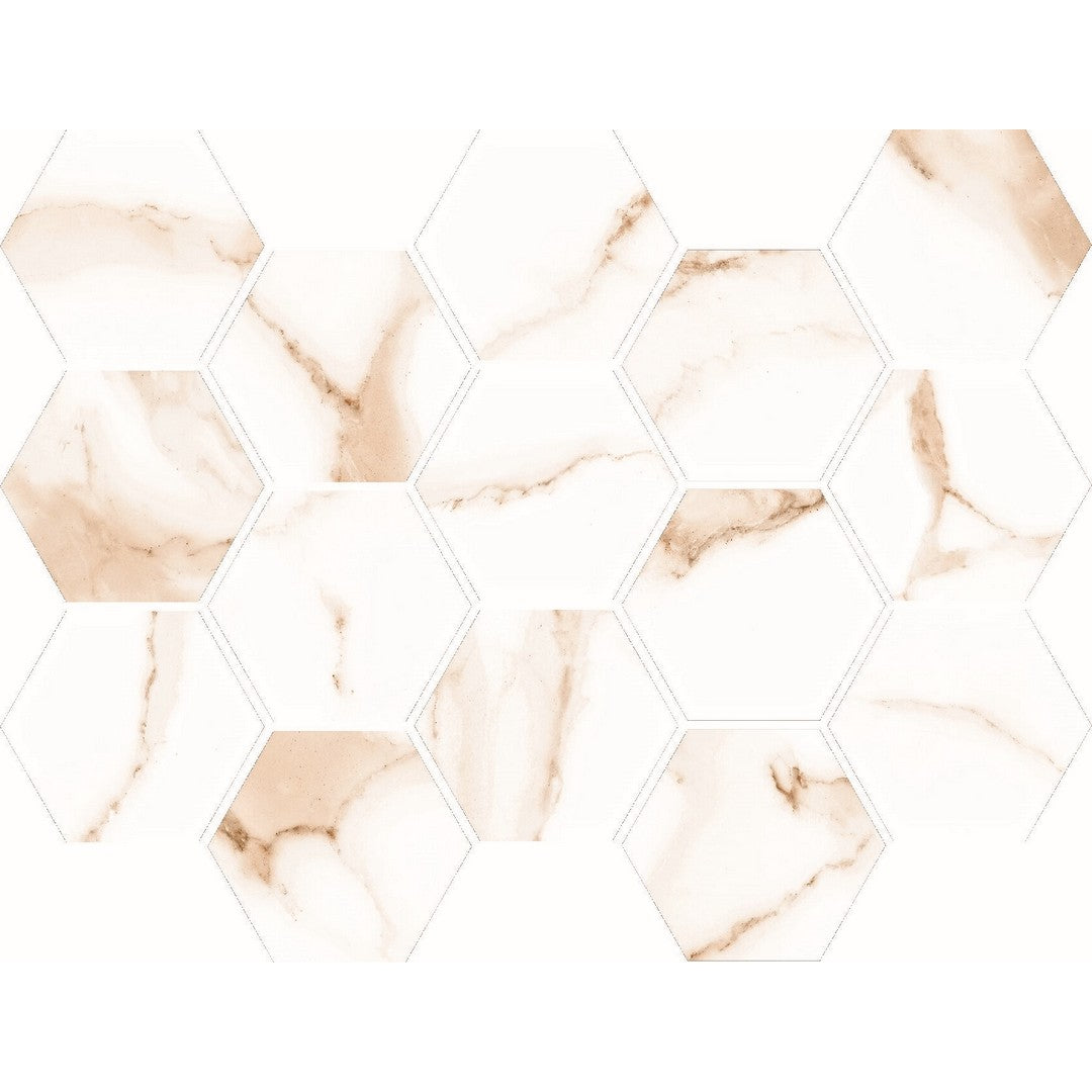 Happy Floors 10" x 14" Alsacia 2.0 Pressed Natural Hexagon Porcelain Mosaic