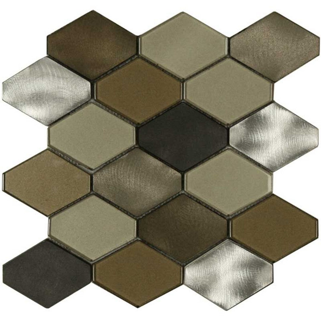 Maniscalco Victoria Metals 10.7" x 11" Aluminum & Glass 2.5x3.7" Hexy Mosaic