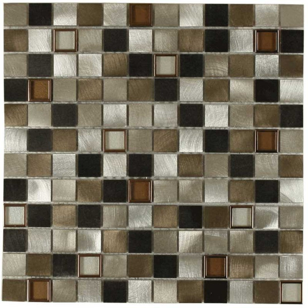 Maniscalco Victoria Metals 12" x 12" Aluminum & Glass 1" Mosaic