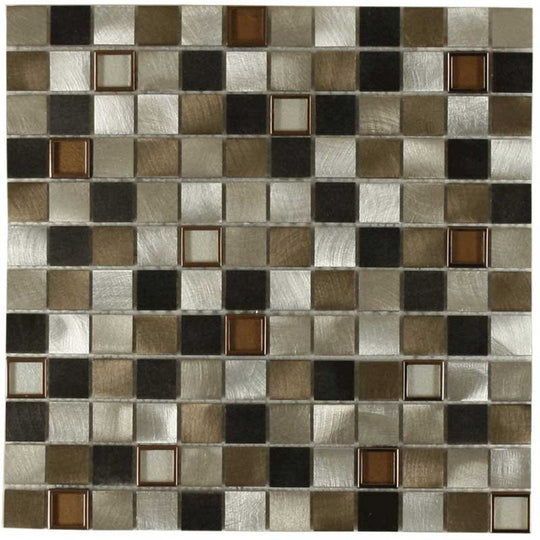 Maniscalco Victoria Metals 12" x 12" Aluminum & Glass 1" Mosaic