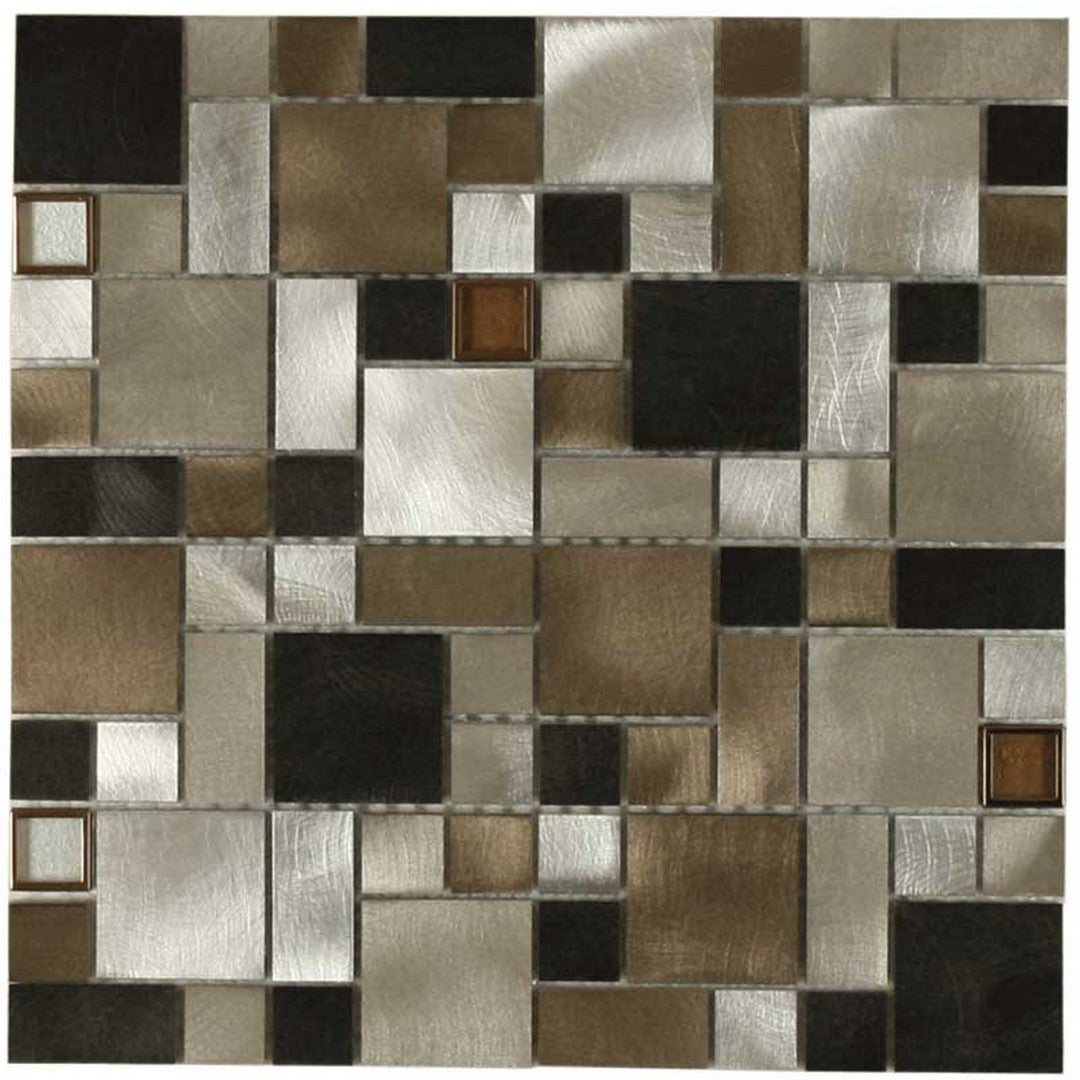 Maniscalco Victoria Metals 12" x 12" Aluminum & Glass Mixed Mini Versi Mosaic