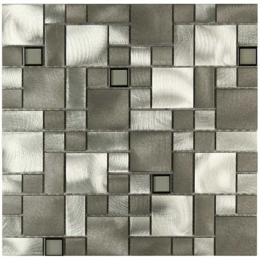 Maniscalco Victoria Metals 12" x 12" Aluminum & Glass Mixed Mini Versi Mosaic