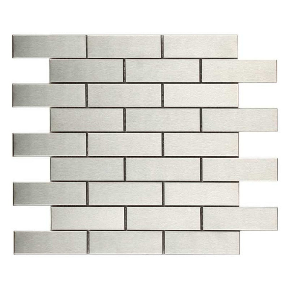 Maniscalco Murray River Metal 11.2" x 11.7" Stainless Steel & Ceramic 1.2X4" Brick Mosaic