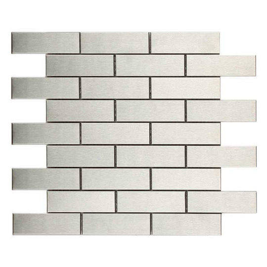 Maniscalco Murray River Metal 11.2" x 11.7" Stainless Steel & Ceramic 1.2X4" Brick Mosaic