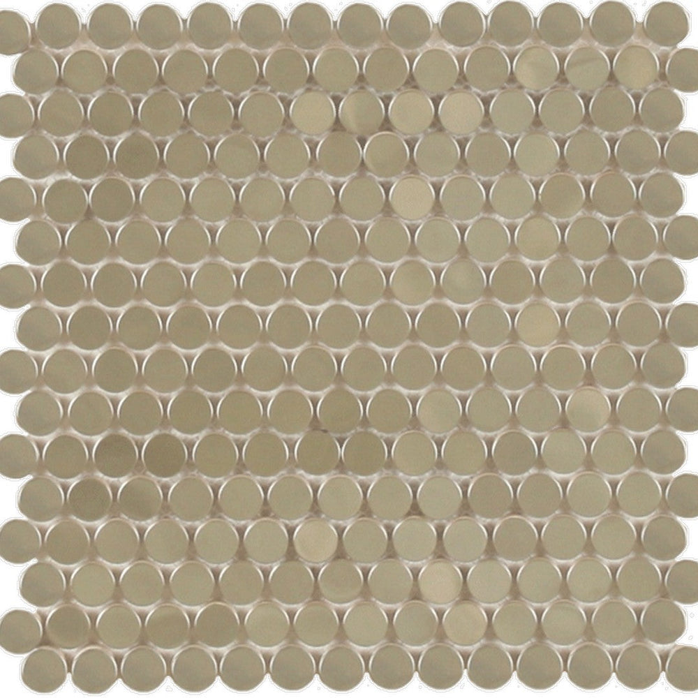 Maniscalco Perth Metal Penny Rounds 11.2" x 11.5" Polished Stainless Steel & Ceramic Mosaic